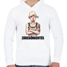 PRINTFASHION Zárcsökkentés - vicces mém karikatúra - Férfi kapucnis pulóver - Fehér