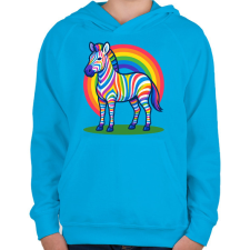 PRINTFASHION Zebra - Gyerek kapucnis pulóver - Azúrkék gyerek pulóver, kardigán