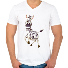 PRINTFASHION Zebrás póló - Férfi V-nyakú póló - Fehér