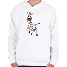 PRINTFASHION Zebrás póló - Gyerek kapucnis pulóver - Fehér
