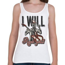 PRINTFASHION Zene 01 - I will Rock you! - Női atléta - Fehér női trikó