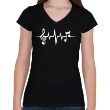 PRINTFASHION Zene pulzus - Női V-nyakú póló - Fekete női póló