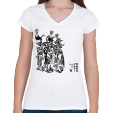 PRINTFASHION zenészek - Női V-nyakú póló - Fehér