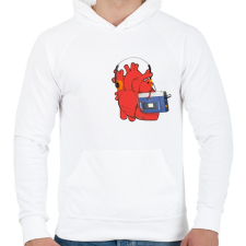 PRINTFASHION Zenét hallgató szív - Férfi kapucnis pulóver - Fehér férfi pulóver, kardigán