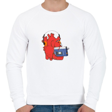 PRINTFASHION Zenét hallgató szív - Férfi pulóver - Fehér férfi pulóver, kardigán