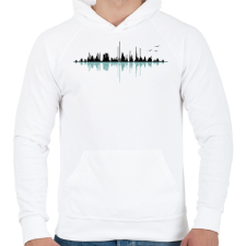 PRINTFASHION Zeneváros - Férfi kapucnis pulóver - Fehér férfi pulóver, kardigán