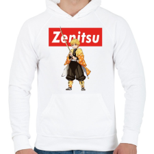 PRINTFASHION Zenitsu - Férfi kapucnis pulóver - Fehér férfi pulóver, kardigán