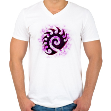 PRINTFASHION Zerg - Férfi V-nyakú póló - Fehér férfi póló