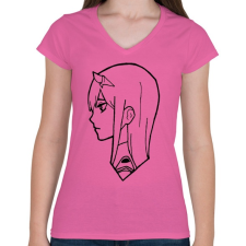PRINTFASHION Zero Two - Női V-nyakú póló - Rózsaszín női póló