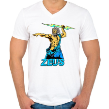 PRINTFASHION Zeusz a görög főisten - Férfi V-nyakú póló - Fehér férfi póló