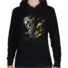 PRINTFASHION Zeusz design - Női kapucnis pulóver - Fekete női pulóver, kardigán