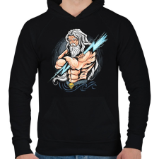 PRINTFASHION Zeusz nyila - Férfi kapucnis pulóver - Fekete férfi pulóver, kardigán