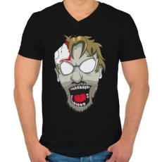 PRINTFASHION Zobie head - Férfi V-nyakú póló - Fekete