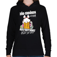 PRINTFASHION Ződ erdőben vótam - Női kapucnis pulóver - Fekete