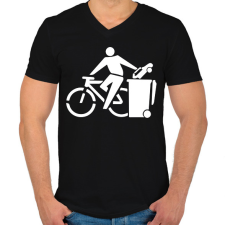 PRINTFASHION Zöld biciklis - Férfi V-nyakú póló - Fekete férfi póló