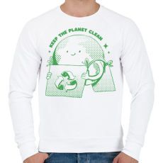 PRINTFASHION Zöld bolygó - Férfi pulóver - Fehér