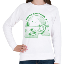 PRINTFASHION Zöld bolygó - Női pulóver - Fehér női pulóver, kardigán