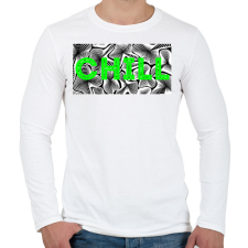 PRINTFASHION Zöld CHILL - Férfi hosszú ujjú póló - Fehér férfi póló