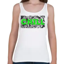 PRINTFASHION Zöld CHILL - Női atléta - Fehér női trikó