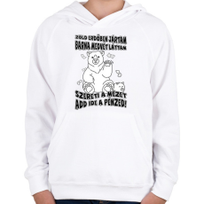 PRINTFASHION Zöld erdőben jártam barna medvét láttam - Gyerek kapucnis pulóver - Fehér