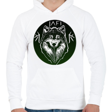 PRINTFASHION zöld farkas - Férfi kapucnis pulóver - Fehér