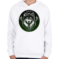 PRINTFASHION zöld farkas - Gyerek kapucnis pulóver - Fehér
