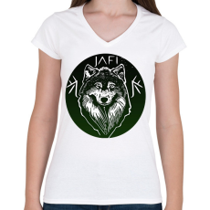 PRINTFASHION zöld farkas - Női V-nyakú póló - Fehér