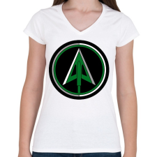 PRINTFASHION Zöld Íjász - Női V-nyakú póló - Fehér női póló