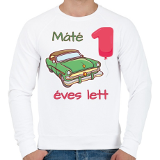 PRINTFASHION Zöld kocsi - Névvel, számmal - Férfi pulóver - Fehér