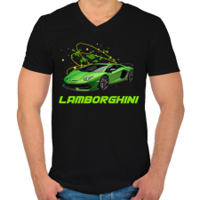 PRINTFASHION Zöld lamborghini - Férfi V-nyakú póló - Fekete férfi póló