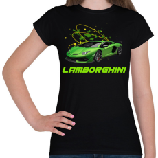PRINTFASHION Zöld lamborghini - Női póló - Fekete