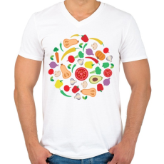 PRINTFASHION Zöldségek - Férfi V-nyakú póló - Fehér