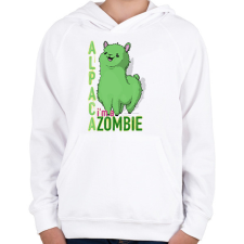 PRINTFASHION Zombi alpaca - Gyerek kapucnis pulóver - Fehér gyerek pulóver, kardigán