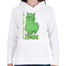PRINTFASHION Zombi alpaca - Női kapucnis pulóver - Fehér