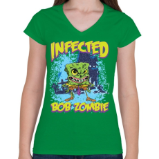 PRINTFASHION Zombi Bob - Női V-nyakú póló - Zöld