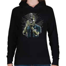PRINTFASHION Zombi fotós - Női kapucnis pulóver - Fekete