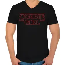 PRINTFASHION Zombi lány - Férfi V-nyakú póló - Fekete férfi póló