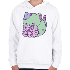 PRINTFASHION Zombi macska - Gyerek kapucnis pulóver - Fehér