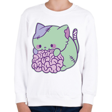 PRINTFASHION Zombi macska - Gyerek pulóver - Fehér gyerek pulóver, kardigán