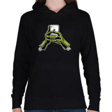 PRINTFASHION Zombie és a telefon - Női kapucnis pulóver - Fekete női pulóver, kardigán
