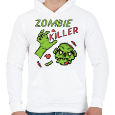 PRINTFASHION Zombie Killer - Férfi kapucnis pulóver - Fehér férfi pulóver, kardigán