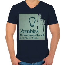 PRINTFASHION Zombies - Férfi V-nyakú póló - Sötétkék férfi póló
