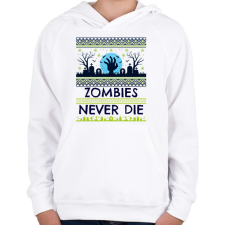 PRINTFASHION Zombies Never Die - Gyerek kapucnis pulóver - Fehér gyerek pulóver, kardigán