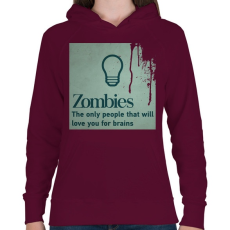 PRINTFASHION Zombies - Női kapucnis pulóver - Bordó