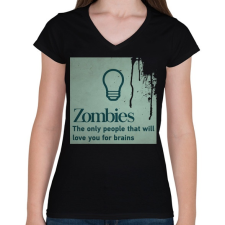PRINTFASHION Zombies - Női V-nyakú póló - Fekete női póló