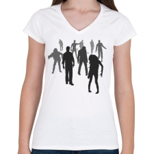 PRINTFASHION Zombik - Női V-nyakú póló - Fehér női póló