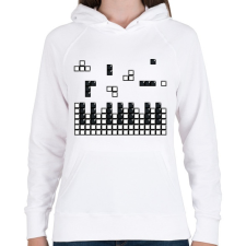 PRINTFASHION Zongora - Női kapucnis pulóver - Fehér női pulóver, kardigán