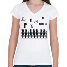 PRINTFASHION Zongora - Női V-nyakú póló - Fehér