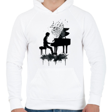 PRINTFASHION Zongorista - Férfi kapucnis pulóver - Fehér férfi pulóver, kardigán