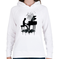 PRINTFASHION Zongorista - Női kapucnis pulóver - Fehér